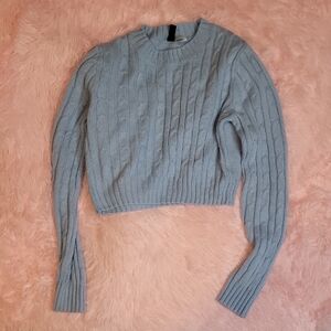 Divided Heather Blue Lingh  Cable Knit Sweater